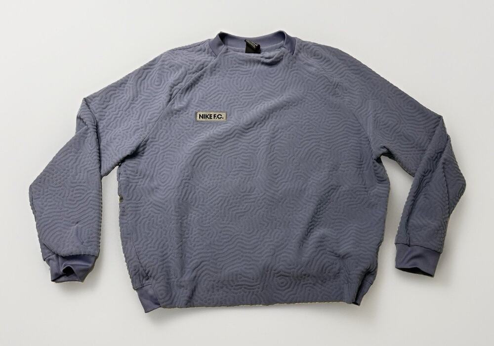 Nike FC Textured Light Blue Crewneck Sweatshirt Dri-Fit Size Medium